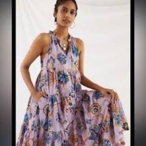 Anthropologie Diaz Tiered Abstract Maxi Dress